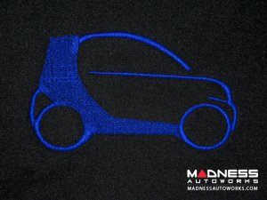 smart fortwo Floor Mats - 453 model - Blue Binding w/ smart silhouette